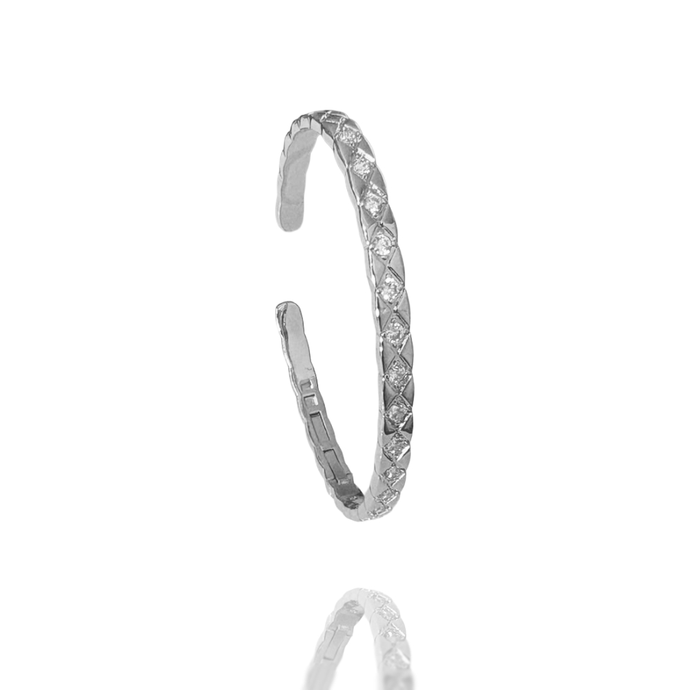 BRACCIALE RIGIDO CON ZIRCONI IN OTTORE