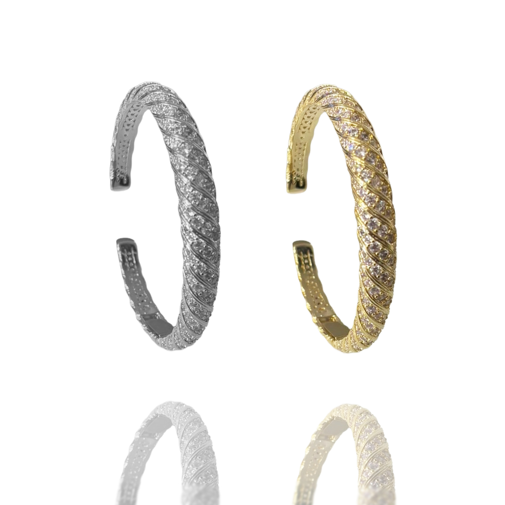 BRACCIALE RIGIDO CON ZIRCONI IN OTTORE