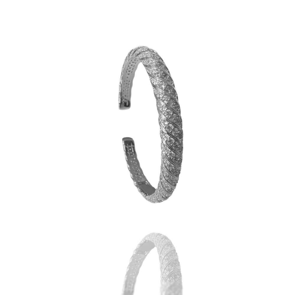 BRACCIALE RIGIDO CON ZIRCONI IN OTTORE
