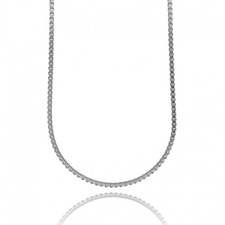COLLANA MAGLIA VEMAN QUADRATA MM 3,5X3,5 IN ARGENTO RODIATO TIT 925