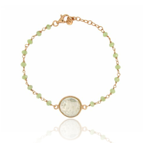 BRACCIALE PALLINE FACCETTATE CON PERLA CENTRALE IN ARGENTO PLACCATO ORO ROSA TIT 925 CM 18