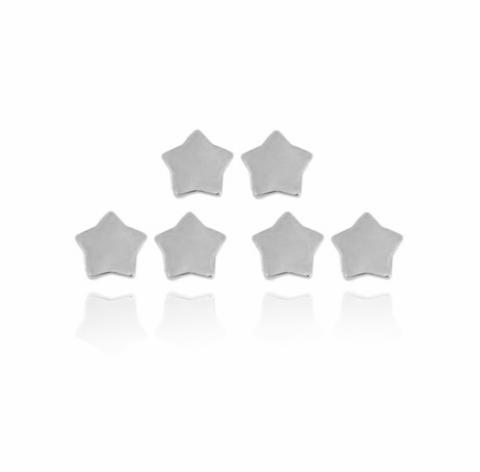 ORECCHINI A LOBO 3 COPPIE STELLA MM 9 IN ARGENTO RODIATO TIT 925‰