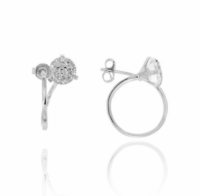 ORECCHINI A CERCHIO MM 17 CON ZIRCONE IN ARGENTO RODIATO TIT 925