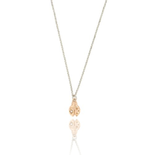 COLLANA ROLO' CON COCCINELLA IN ARGENTO RODIATO E RAMATO TIT 925‰ CON ZIRCONI CM 45