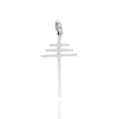CIONDOLO CROCE PAPALE MM 24X14 IN ARGENTO RODIATO TIT 925‰