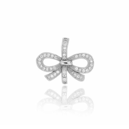 CIONDOLO FIOCCO MM 16X20 IN ARGENTO RODIATO TIT 925‰ E ZIRCONI
