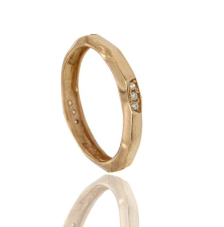 ANELLO IN ARGENTO PLACCATO ORO ROSA TIT 925‰ CON ZIRCONI BIANCHI MISURA 11