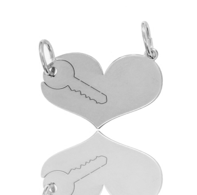 CIONDOLO CUORE DIVISIBILE MM 17X23 CON SIMBOLO IN ARGENTO RODIATO TIT 925