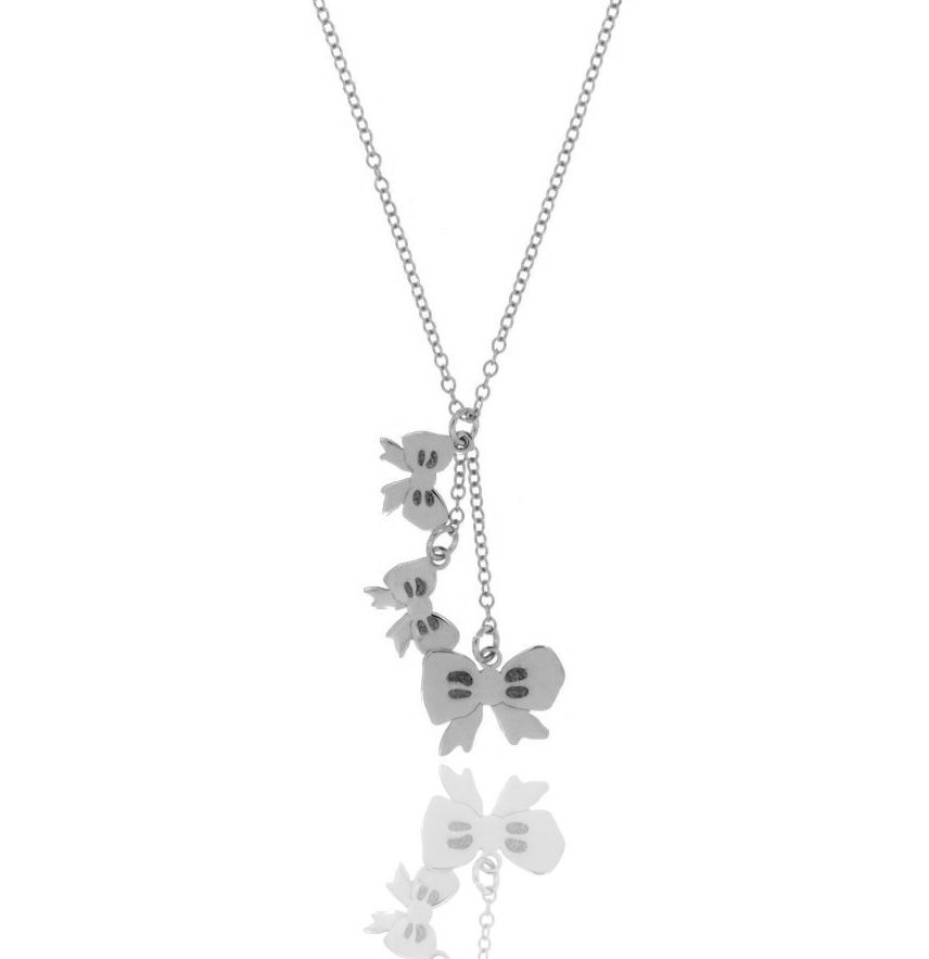 CATENA FORZATINA CM 45 CON FIOCCHETTI PENDENTI IN ARGENTO RODIATO TIT 925‰